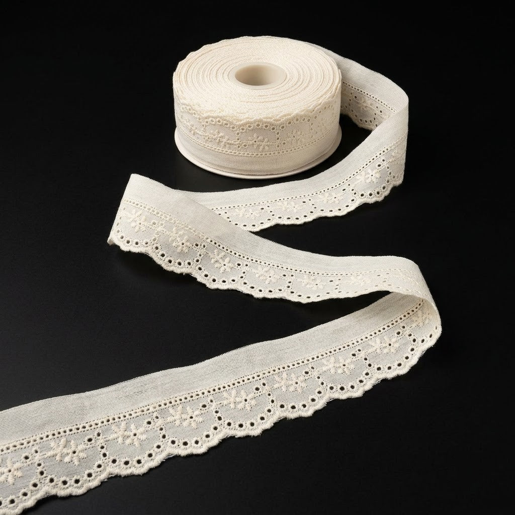 Natural Schiffli Embroidery Lace Vine Design-5 mtr