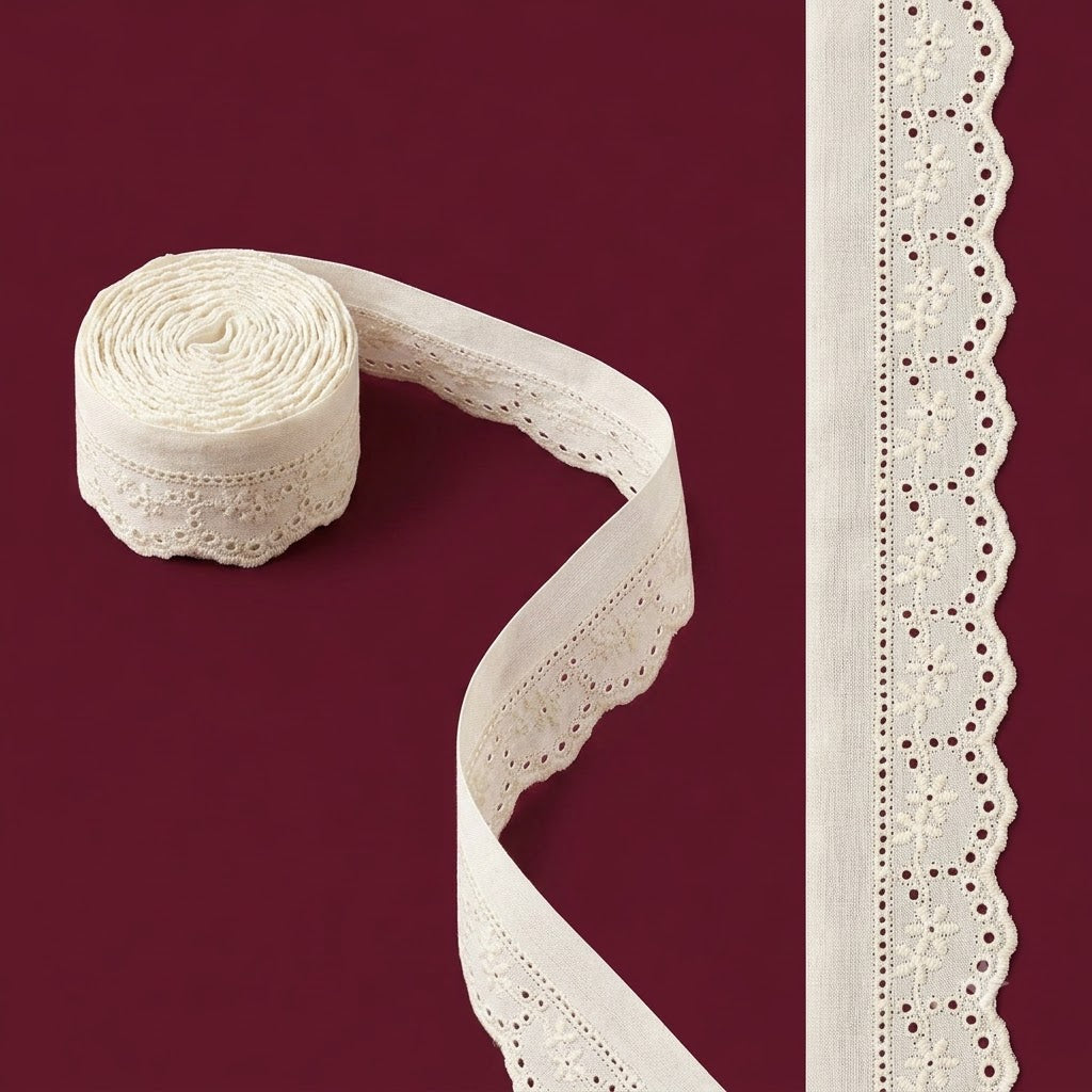 Natural Schiffli Embroidery Lace Vine Design-5 mtr