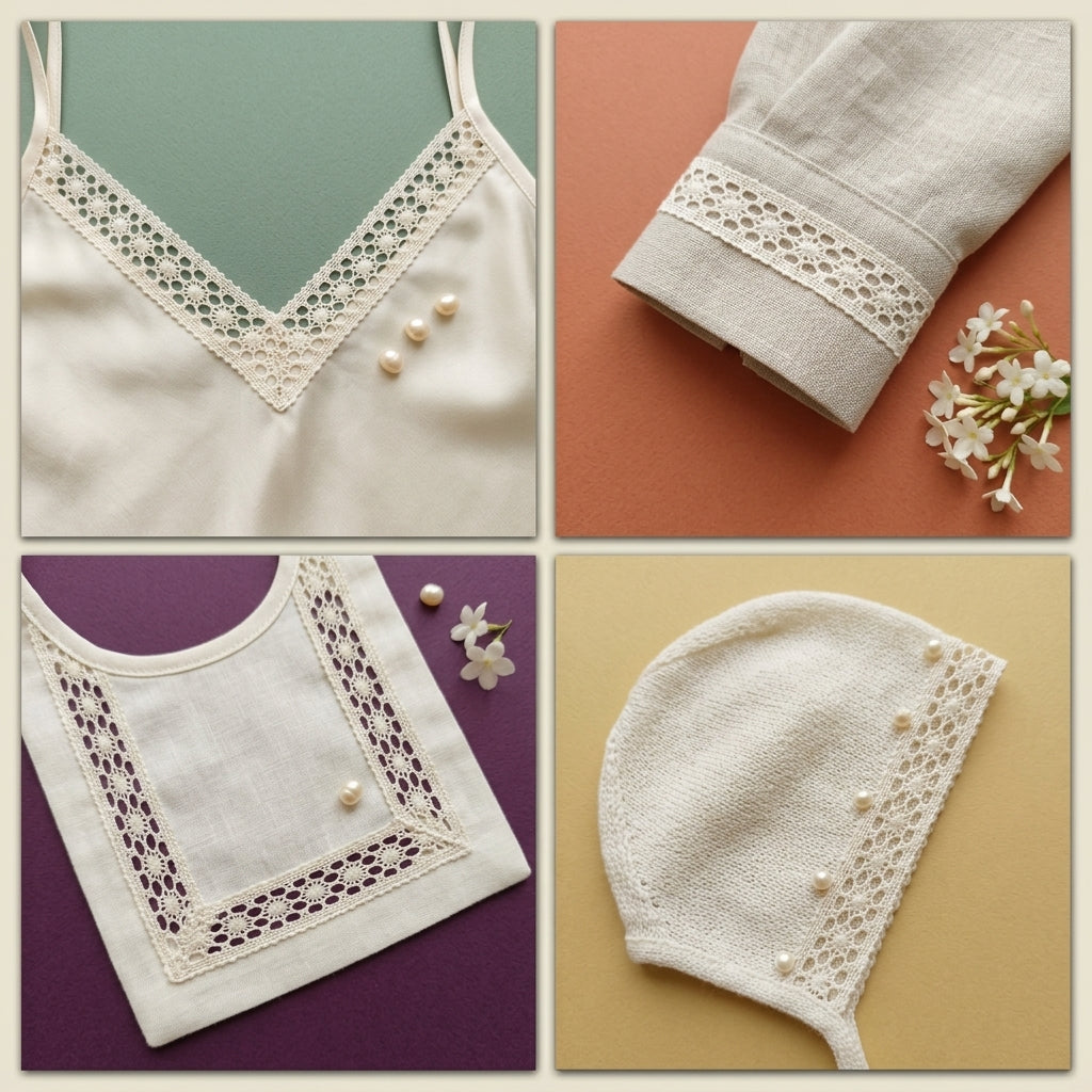 Off White Broad Eye Design Cotton Crochet Lace Trim - 5 mtr