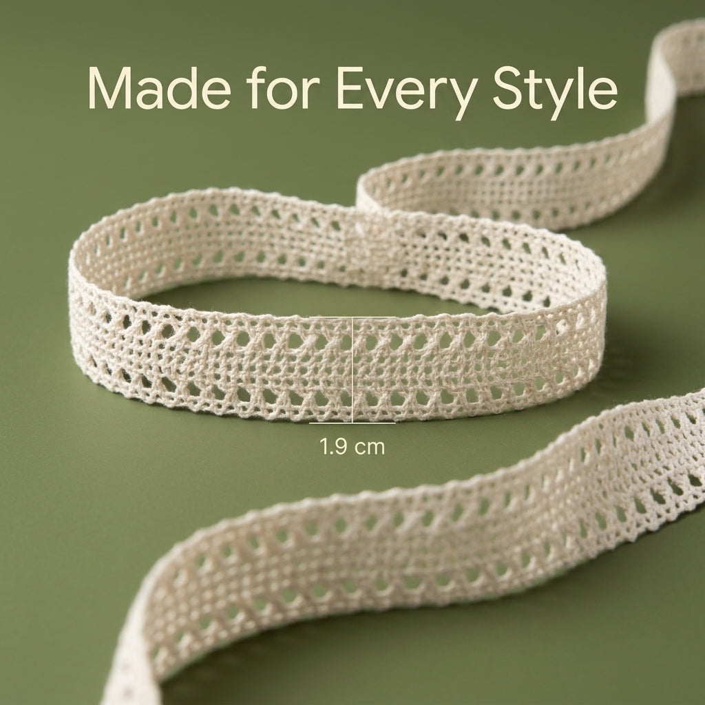 Off White Double Ladder Cotton Crochet Lace Trim - 5 mtr