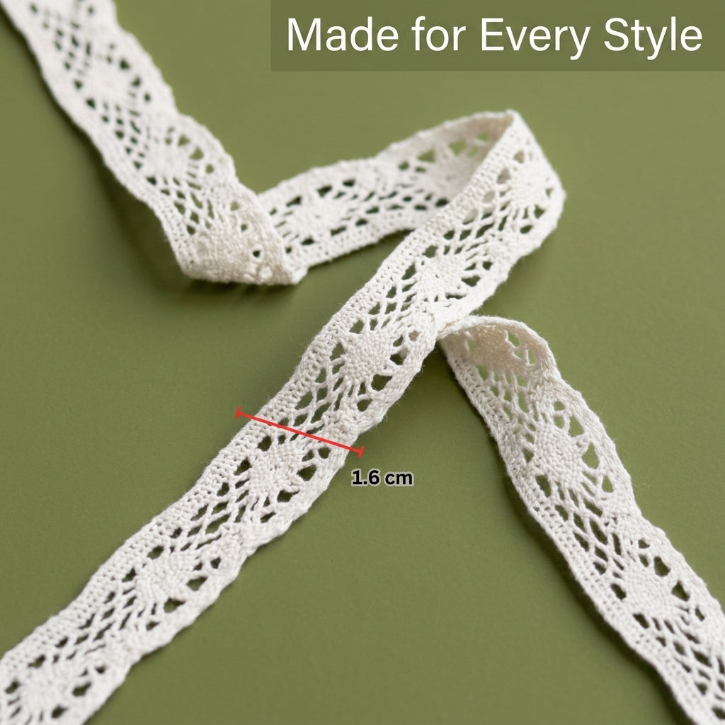 Off White Eye Scallop Cotton Crochet Lace Trim - 5 mtr