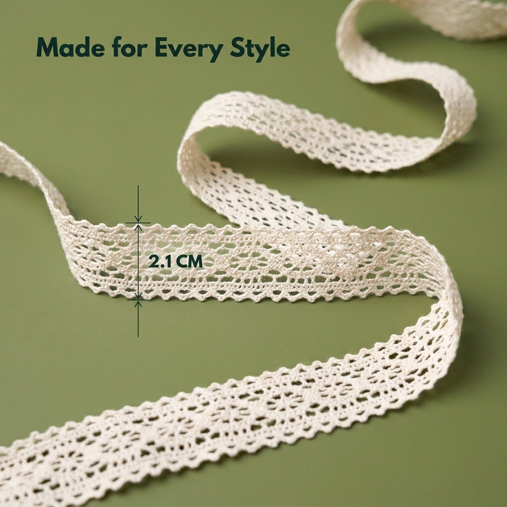 Off White Eye Lace with Both Side Kingri Crochet Lace Trim - 5 mtr