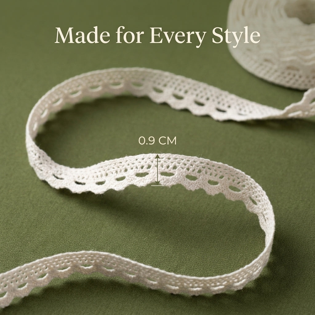 Off White Cotton Kingri Crochet Lace Trim - 5 Mtr