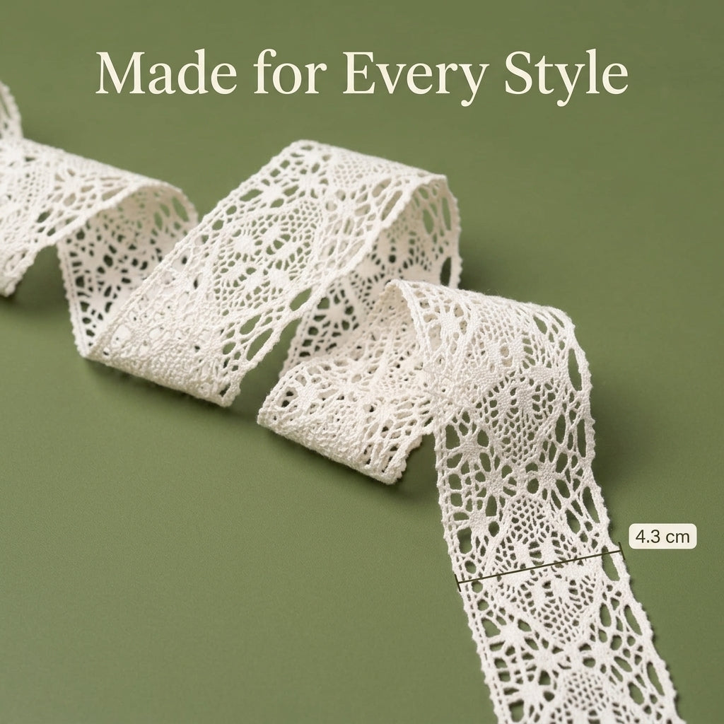 Off White Floral Diamond Cotton Crochet Lace Trim - 5 mtr