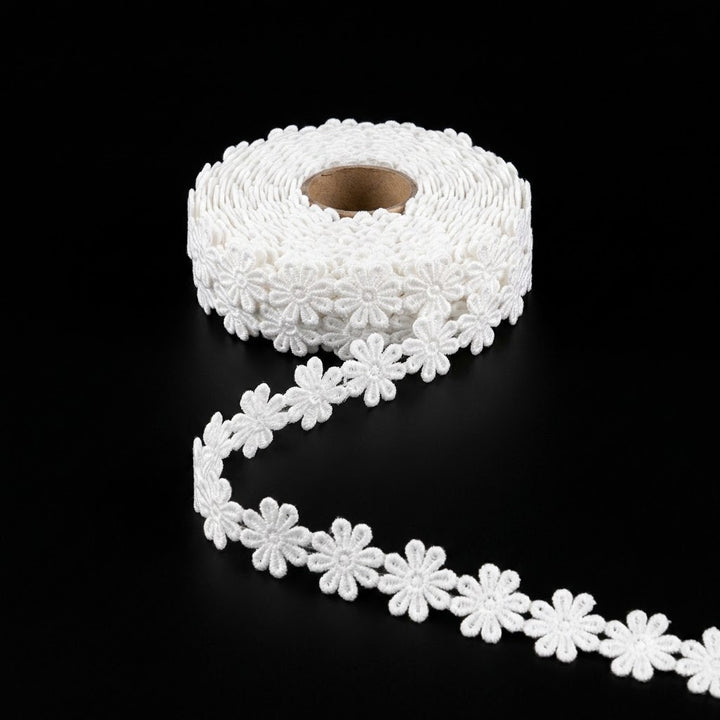 Off-White Dainty Floral Band Chemical Lace - 5 mtr