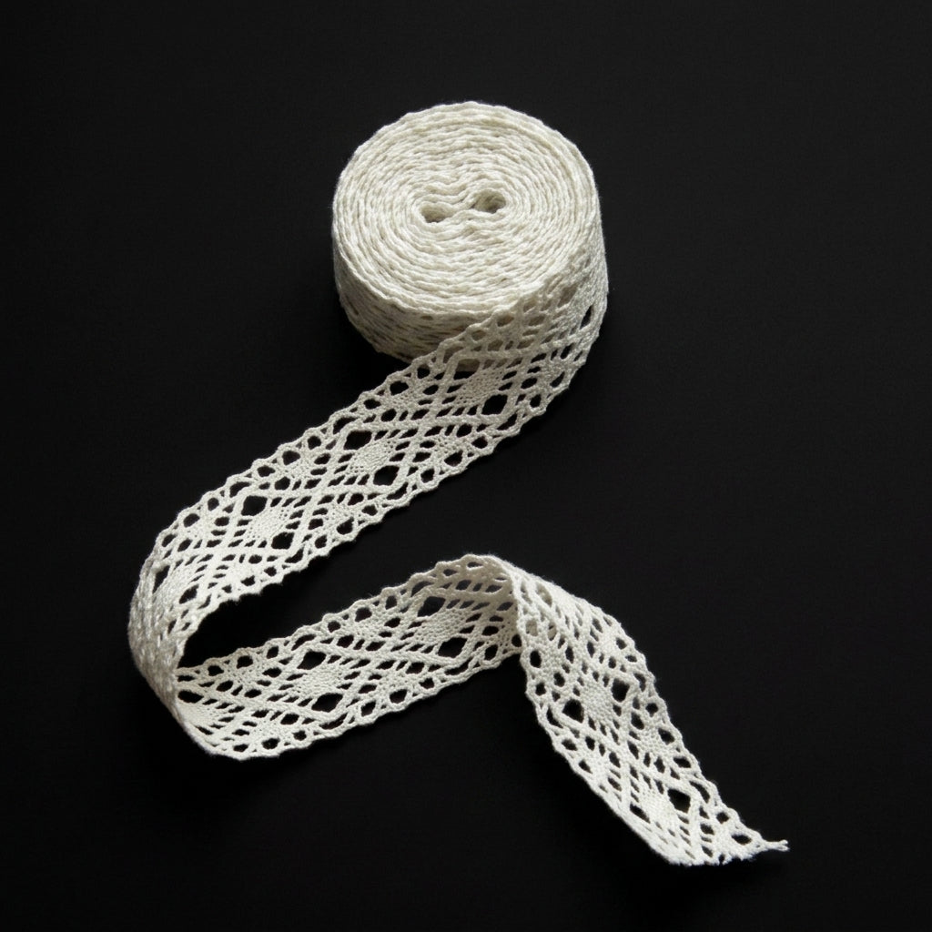 Off White Diamond Cotton Crochet Lace Trim - 5 mtr