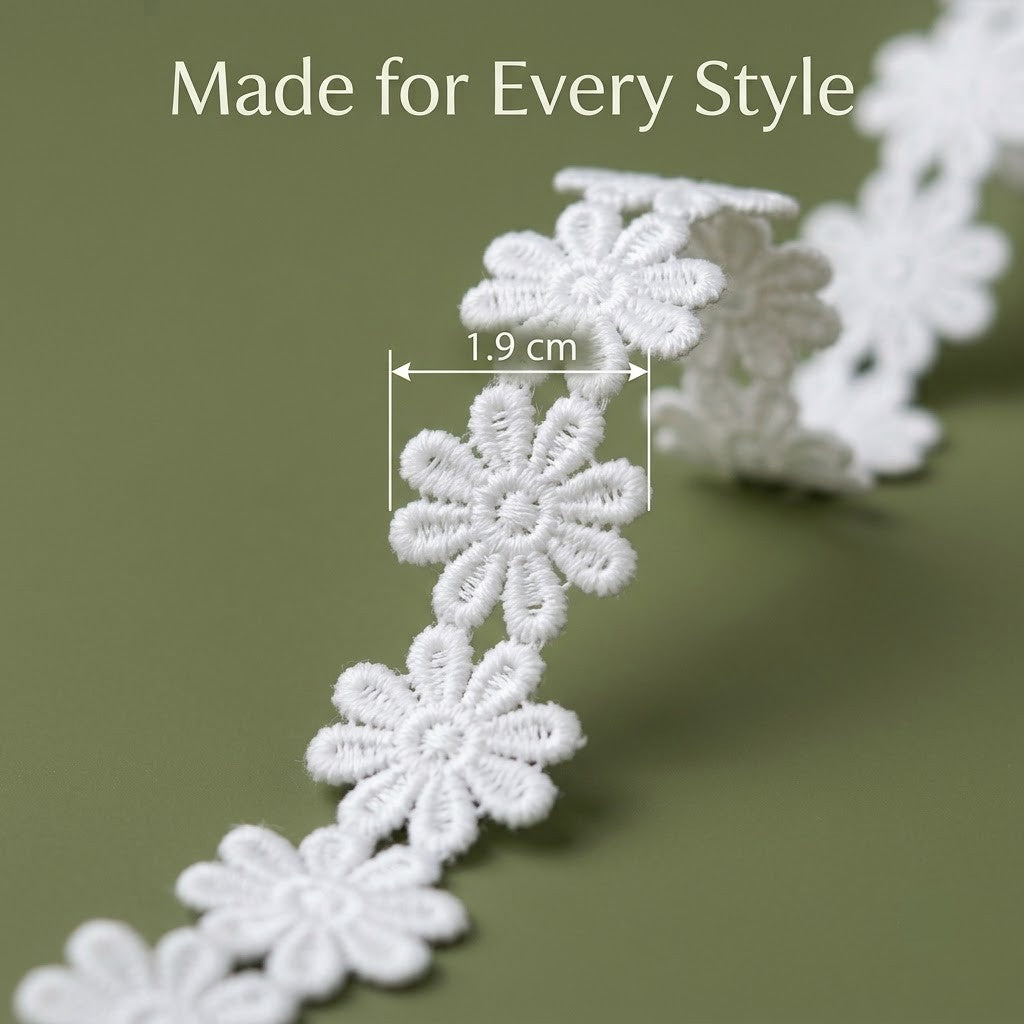Off-White Dainty Floral Band Chemical Lace - 5 mtr