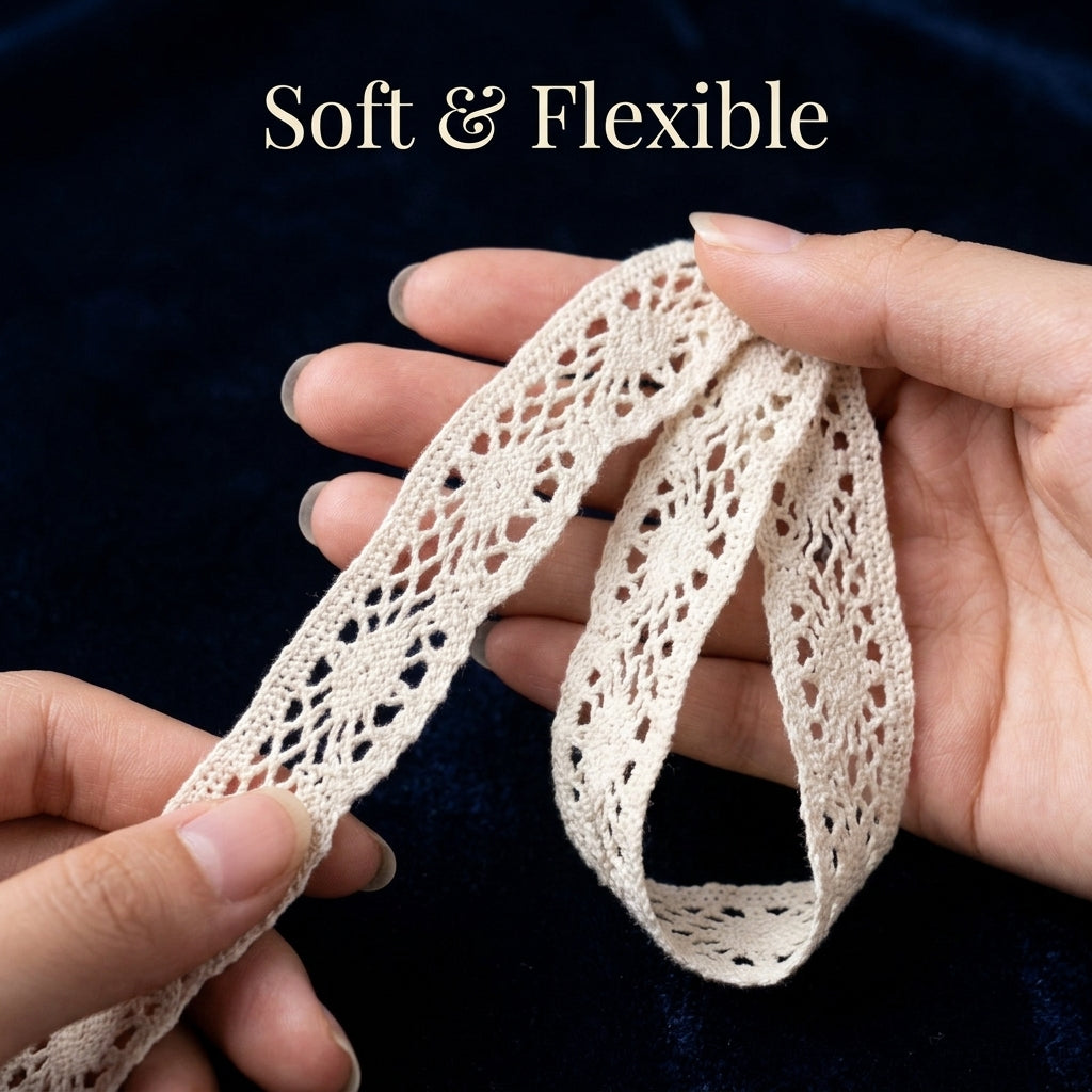 Off White Eye Scallop Cotton Crochet Lace Trim - 5 mtr