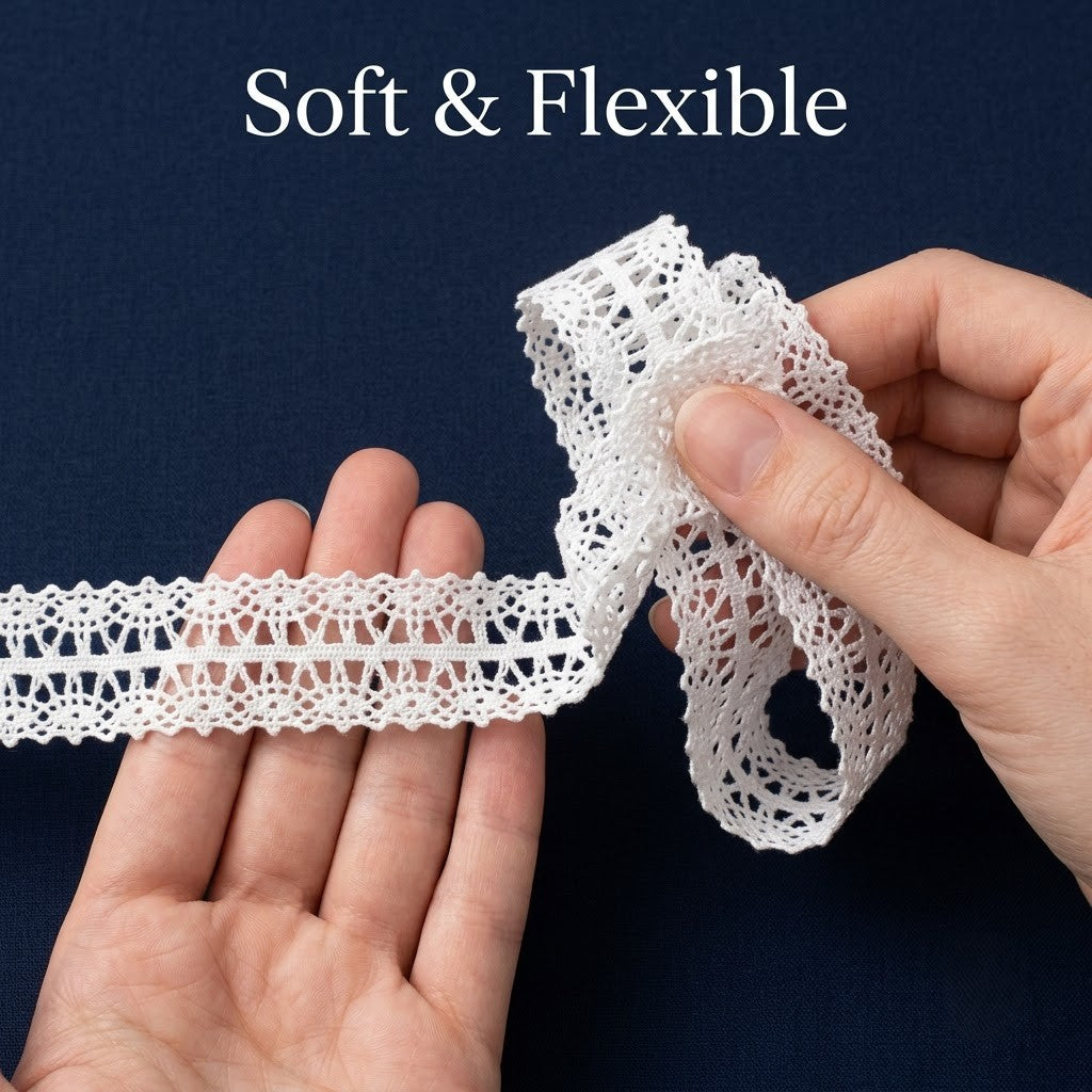 Off White Elegant Crochet Eye Scallop Lace Trim- 5 mtr