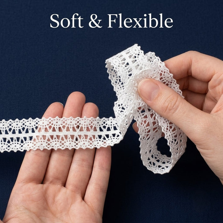 Off White Elegant Crochet Eye Scallop Lace Trim- 5 mtr