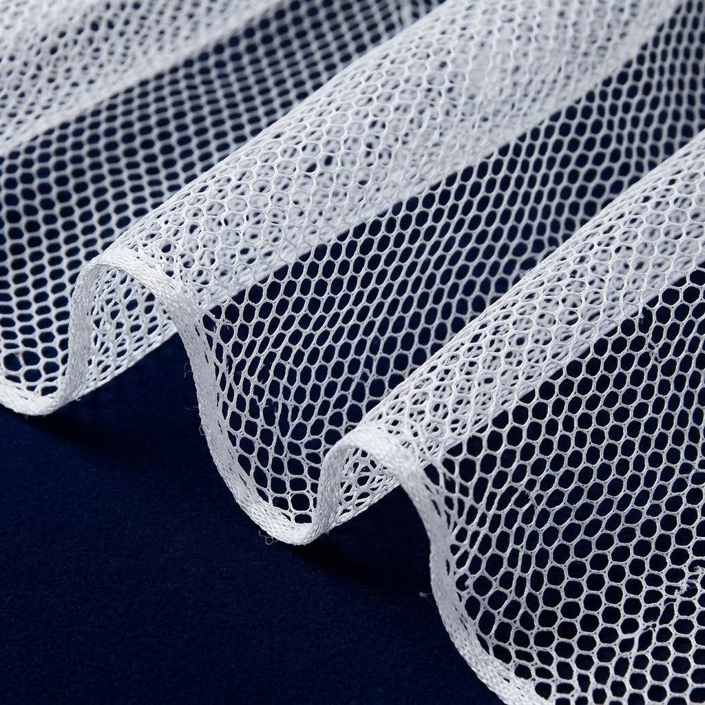 White Hexagonal Hard Can-Can Mesh Fabric - 5 Meters