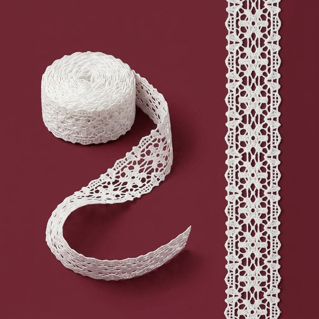 Off-White Floral Stripe Chemical Lace - 5 mtr