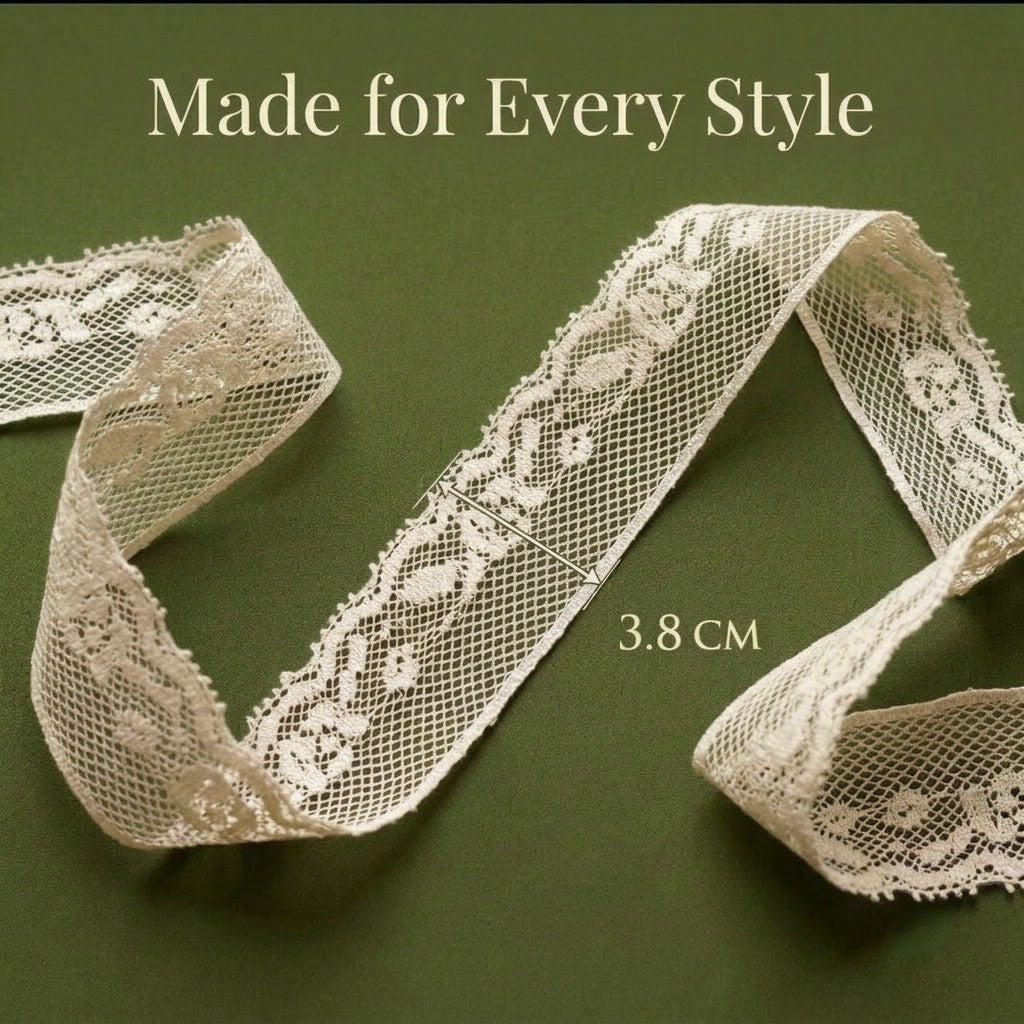 Sheer Floral Vine Net Raschel Lace Trim - 5 Mtr